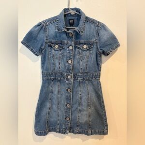 GAP denim button up blue jean dress girls size 6-7